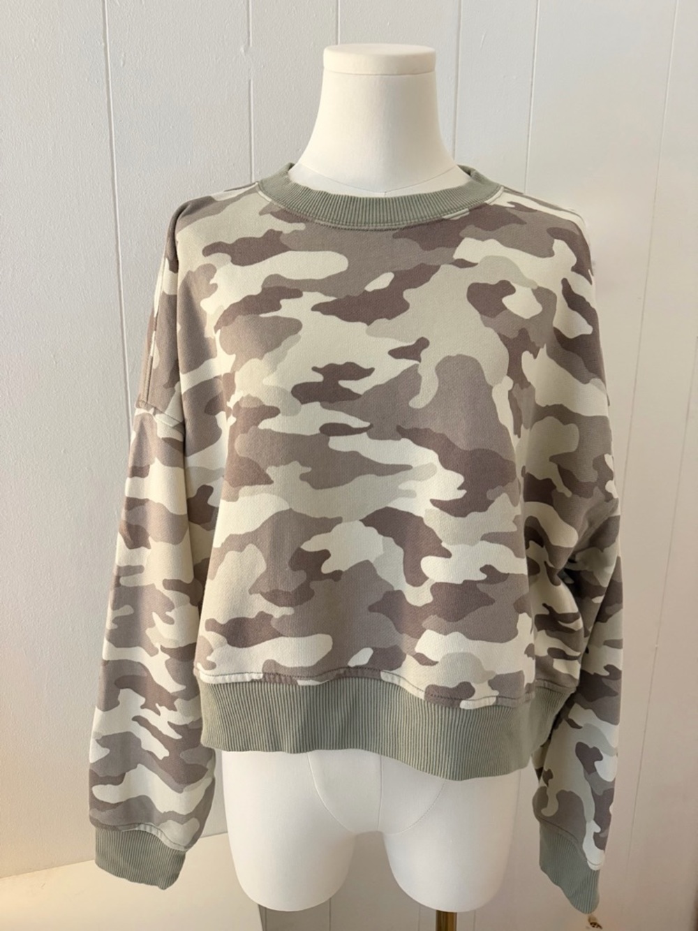 Aerie Neutral Camo Crewneck Sweatshirt